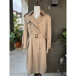 Vintage JG Chappel Ltd Mens 44 Long Belted Trench Coat Tan Removable Wool Lining